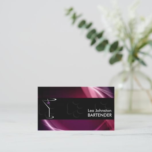 バーテンダーの名刺の上品なマルティーニのカクテル 名刺 (スタンド正面)