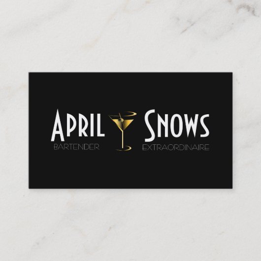 バーテンダーの名刺の金ゴールドのマルティーニのカクテル 名刺 (正面)