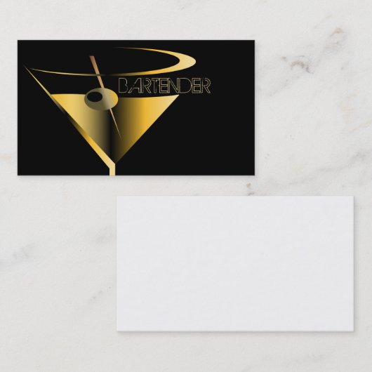 バーテンダーの名刺の金ゴールドのマルティーニのカクテル 名刺 (正面/裏面)