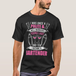 バーテンダーの野蛮な若い女性 Tシャツ