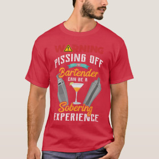バーテンダーを怒らせるな警告 冗談 バー Tシャツ