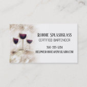 バーテンダーを試飲する赤ワイングラス食品ワイン 名刺 (正面)