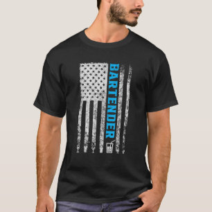 バーテンダーアメリカ国旗7月4日ヴィンテージおかしい Tシャツ