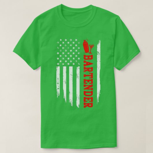 バーテンダーアメリカ国旗 Tシャツ (デザイン正面)