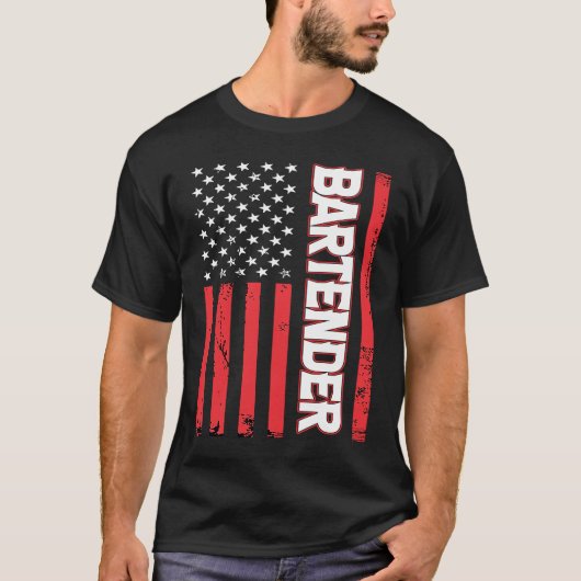 バーテンダーアメリカ国旗 Tシャツ (正面)