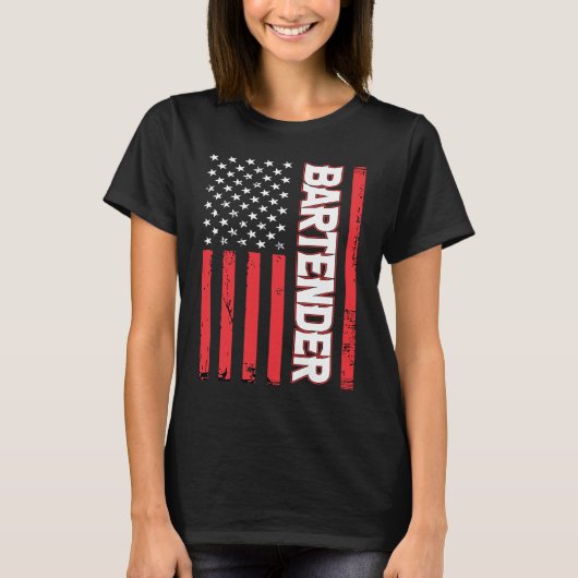 バーテンダーアメリカ国旗 Tシャツ (正面)