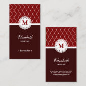 バーテンダーエレガントブラウンレースパターン 名刺 (正面/裏面)