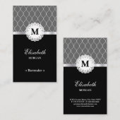 バーテンダーエレガントブラックレースパターン 名刺 (正面/裏面)