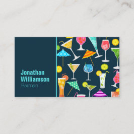 バーテンダーカラフルカクテルパターン 名刺