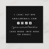 バーテンダーグラマラスなカクテルグラスソーシャルメディア スクエア名刺 (裏面)