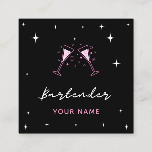 バーテンダーグラマラスなカクテルグラスソーシャルメディア スクエア名刺 (正面)