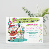 バーテンダーサンタ レトロクリスマスパーティーの招待状 招待状 (スタンド正面)