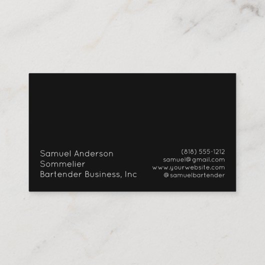 バーテンダーソムリエの名刺 名刺 (裏面)