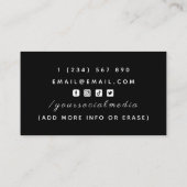 バーテンダータイポグラフィシグネチャー書道ブラック 名刺 (裏面)