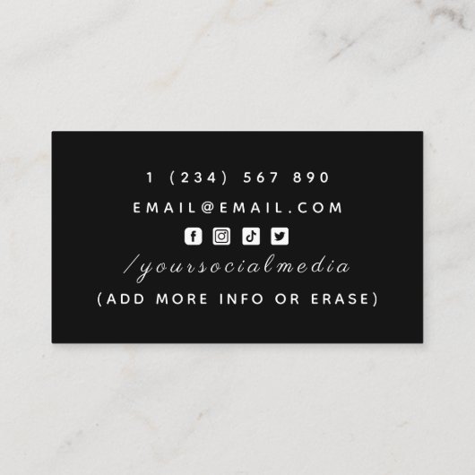 バーテンダータイポグラフィシグネチャー書道ブラック 名刺 (裏面)