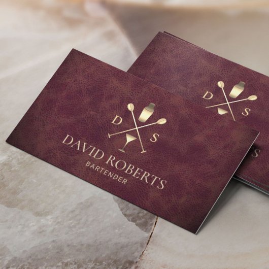バーテンダーバーエレガントクラブレザーソムリエ 名刺