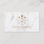 バーテンダーバークモダンラブホワイトマーブル 名刺 (正面)