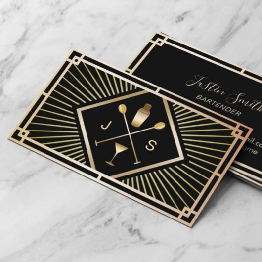 バーテンダーバークモダンラブ金ゴールドアールデコ 名刺