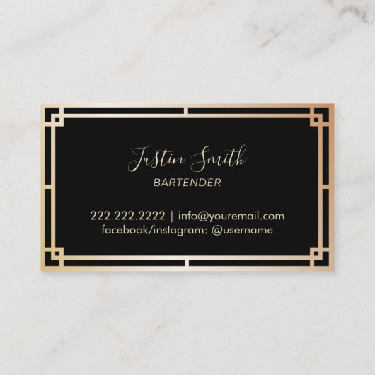 バーテンダーバークモダンラブ金ゴールドアールデコ 名刺 (裏面)