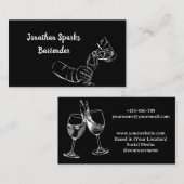 バーテンダーバーモダンクラブブラック&ホワイト 名刺 (正面/裏面)