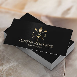 バーテンダーバーモダンクラブブラック&金ゴールド 名刺