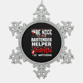 バーテンダーヘルパー スノーフレークピューターオーナメント (正面)