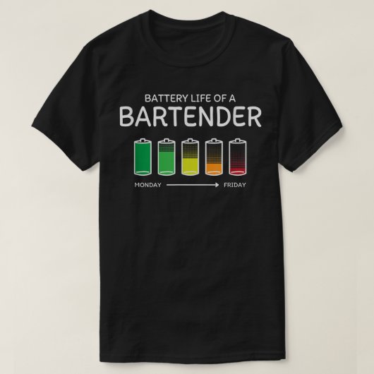 バーテンダー友達美学者バッドの電池寿命 Tシャツ (デザイン正面)