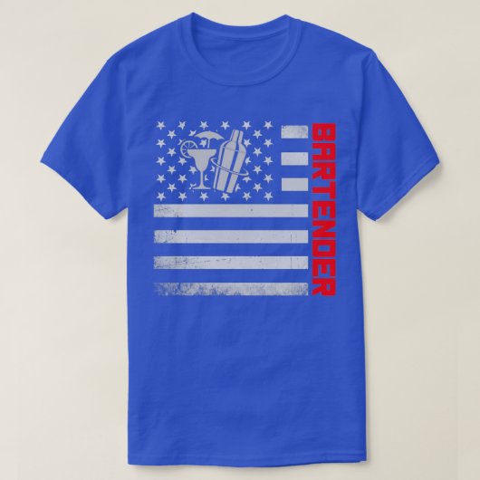 バーテンダー米国国旗のマスク Tシャツ (デザイン正面)