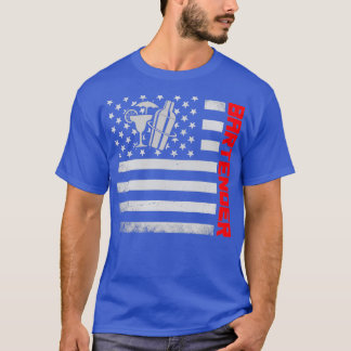 バーテンダー米国国旗のマスク Tシャツ