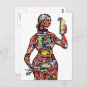 バーテンダー解剖学（女性）葉書 ポストカード (正面/裏面)