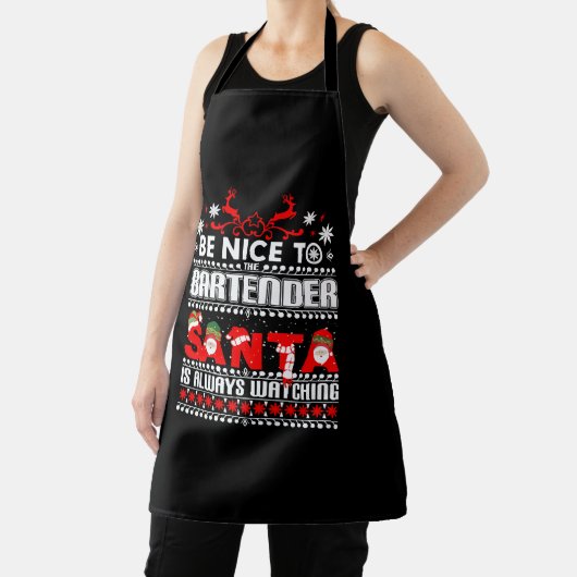 バーテンダー醜いクリスマスセーターギフトバーおもしろいテン エプロン (インサイチュ)