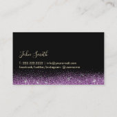 バーテンダー金ゴールドワイングラスモダンブラックパープル 名刺 (裏面)
