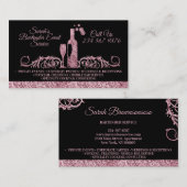 バーテンダー スパークリング ピンク ブラック 名刺 (正面/裏面)