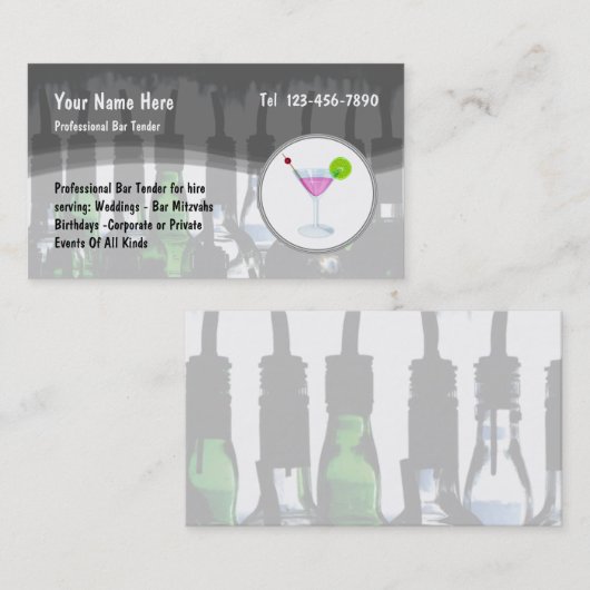 バーテンダー·フリーランサーユニークデザイン 名刺 (正面/裏面)