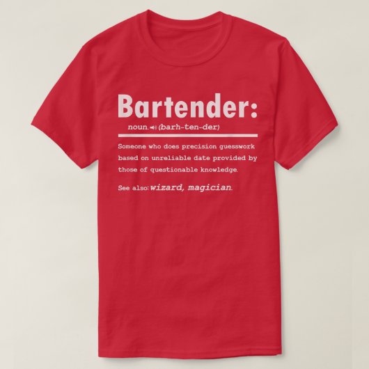 バーテンダーBart用のバーテンダー定義ギフトおもしろい Tシャツ (デザイン正面)