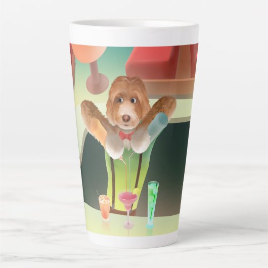 バーテンディングドッグレトロバー カフェラテマグ (正面)