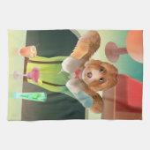 バーテンディングドッグレトロバー キッチンタオル (横)