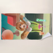 バーテンディングドッグレトロバー ビーチタオル (正面)