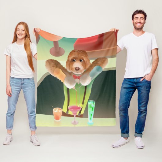 バーテンディングドッグレトロバー フリースブランケット (インサイチュ)