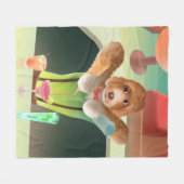 バーテンディングドッグレトロバー フリースブランケット (正面(横))
