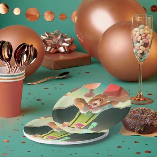 バーテンディングドッグレトロバー ペーパープレート (複数)