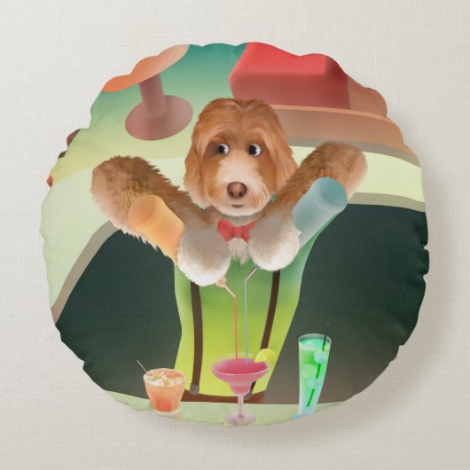 バーテンディングドッグレトロバー ラウンドクッション (正面)