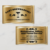 バーテンドドリンクオリーブmartiniガラスフェイク金ゴールド 名刺 (正面/裏面)