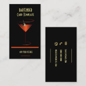 バーテンレッド·メタリック·カクテル 名刺 (正面/裏面)