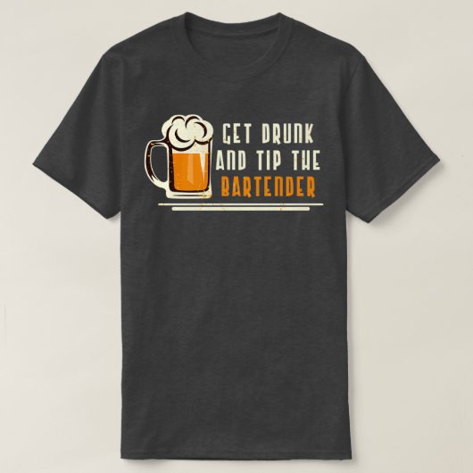 バーテン飲ダーを手に入れてチップを出す Tシャツ (デザイン正面)