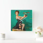 バーディのピンが上がるのを見る スクエア壁時計 (ホーム)