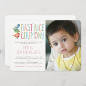 バーディの最初の稲作式の写真 招待状 (正面/裏面)