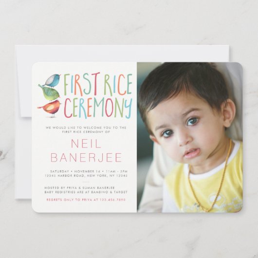 バーディの最初の稲作式の写真 招待状 (正面)