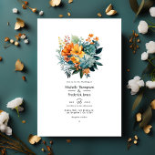 バーディグリスと金ゴールド結婚フローラ 招待状