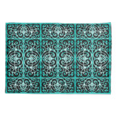 バーディグリスと黒のスクロール模様 枕カバー (裏面)